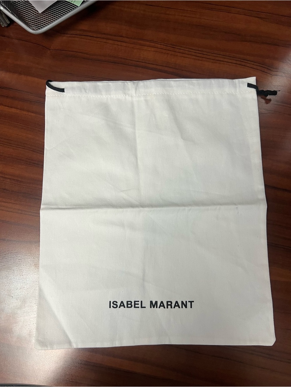 Isabel Marant White Canvas Logo Dust Pouch with Black Drawcords